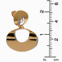 Gold-tone Double Oval Disc Clip-On Drop Earrings,