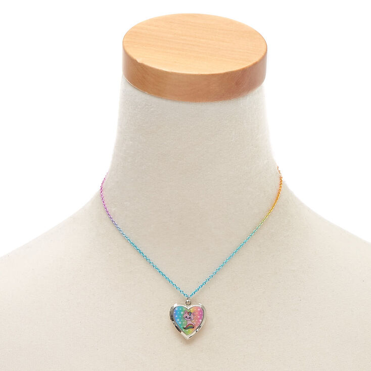 Claire&#39;s Club Holographic Heart Locket Necklace,