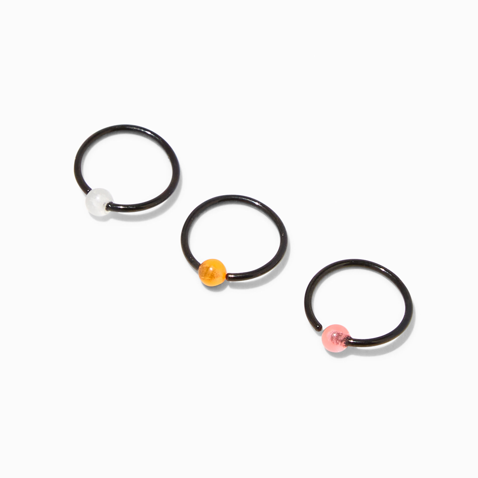Black Glow in the Dark Ball 18G Cartilage Hoop Earring 3 Pack