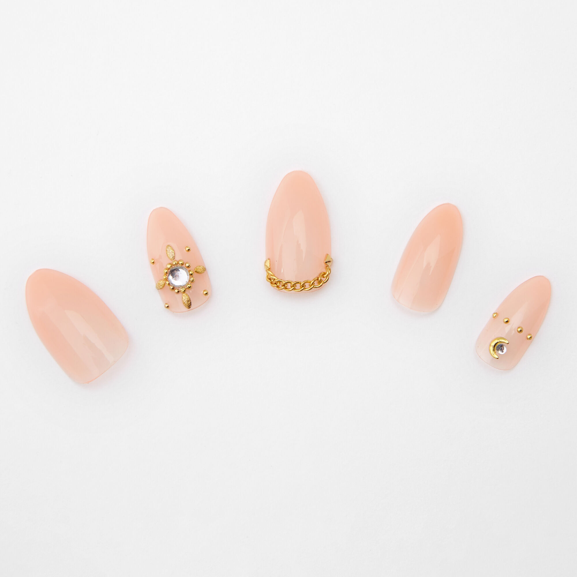 Blush Boho Stiletto Faux Nail Set - 24 Pack,