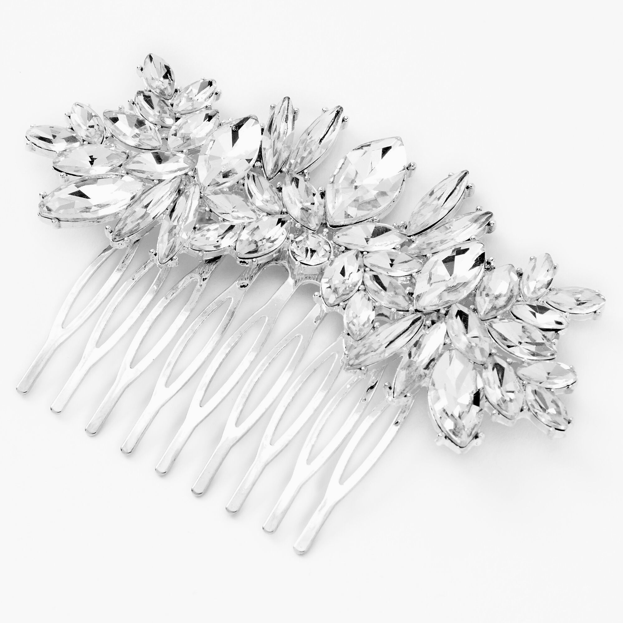 Silver Rhinestone Petal Hair Comb,