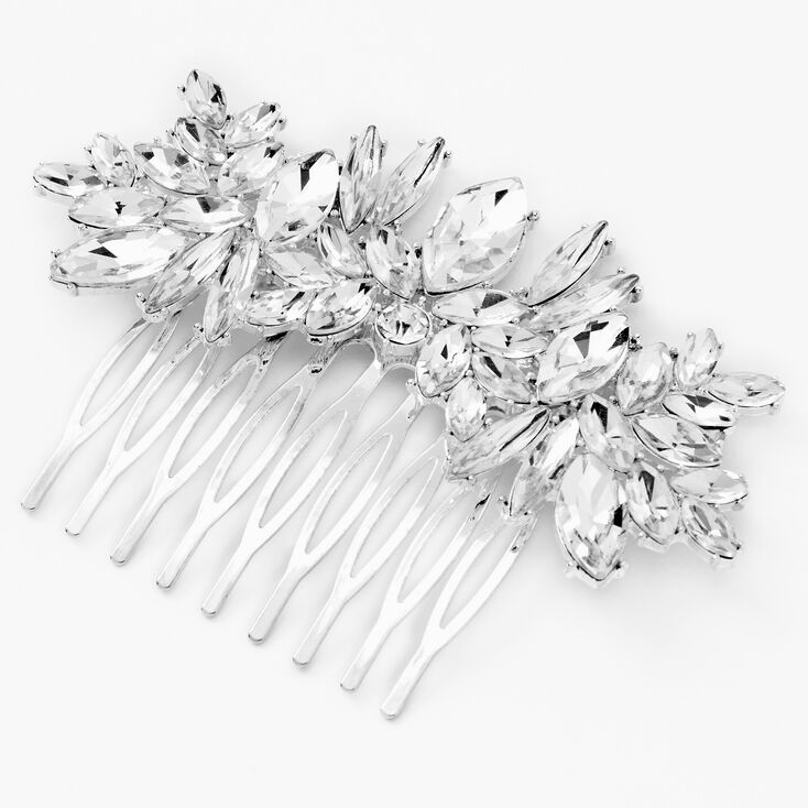 Silver Rhinestone Petal Hair Comb,