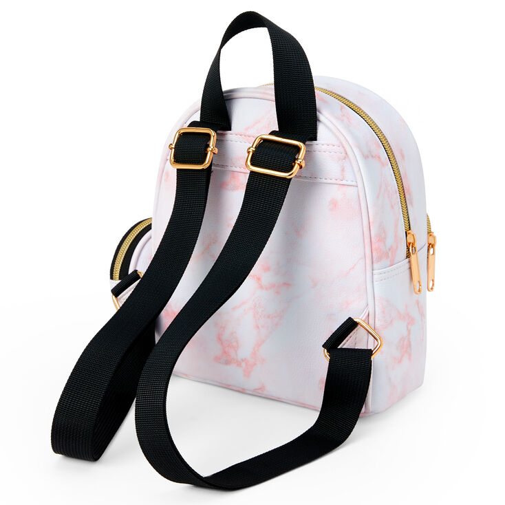 Pink &amp; White Marbled Backpack,