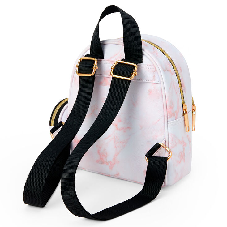 Marbled Mini Backpack - Pink &amp; White,