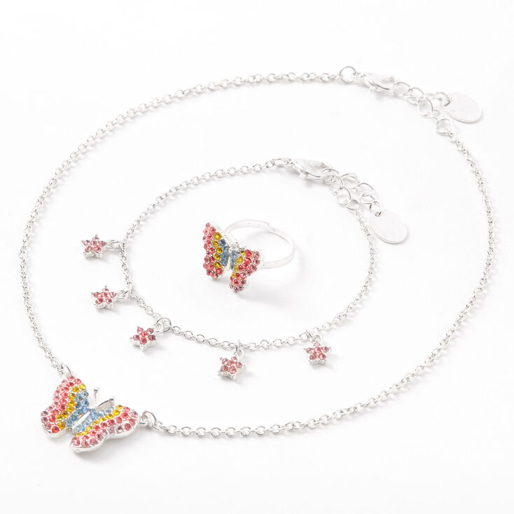 Claire's Parure de bijoux papillon arc-en-ciel Claire's Club - Lot de 3