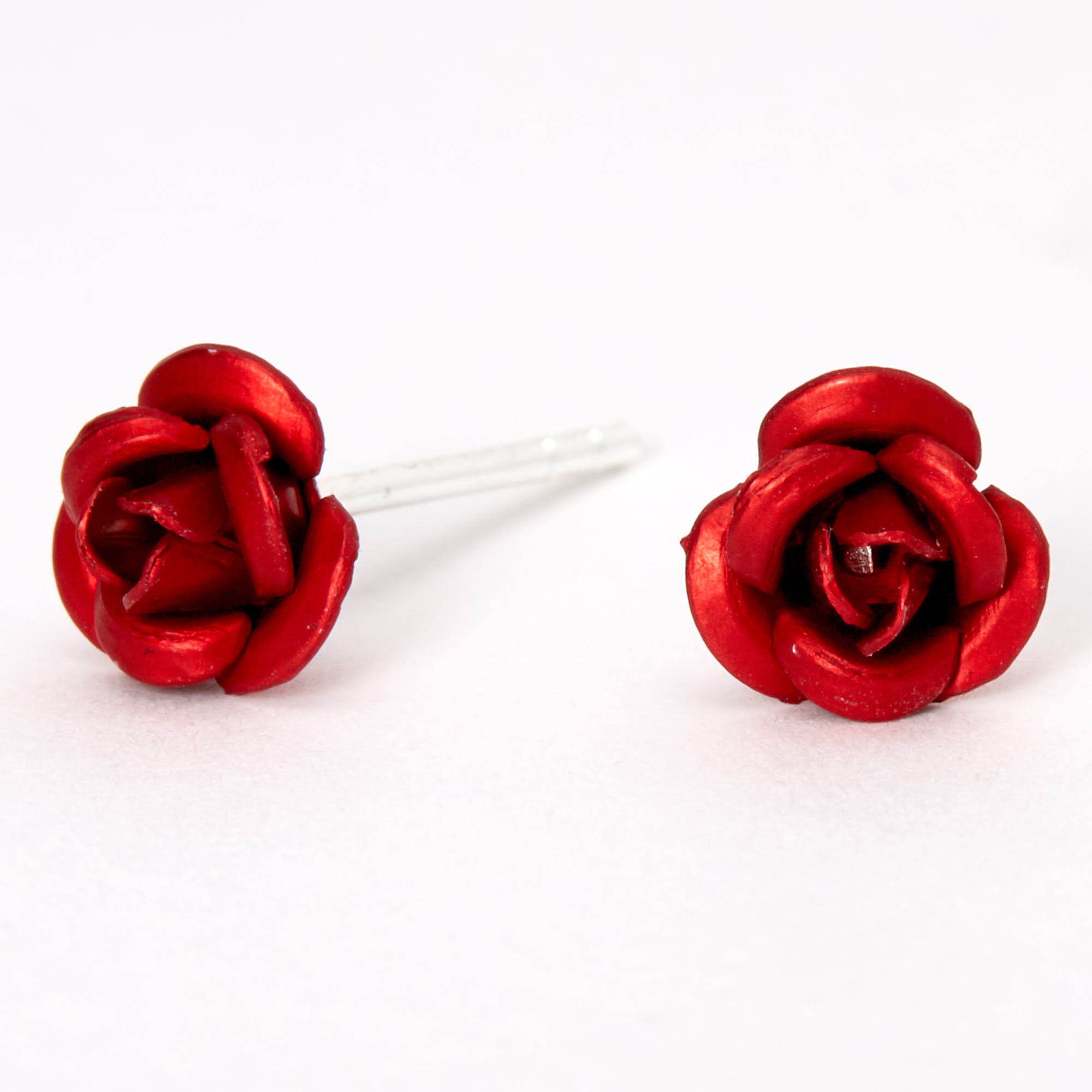 Red rose earrings studs cheap