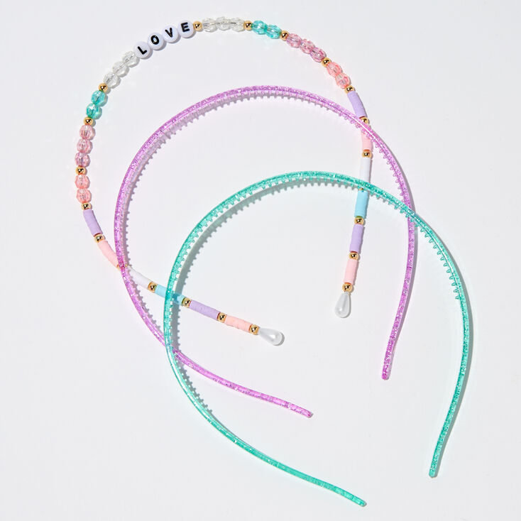 Claire&#39;s Club Pastel &quot;Love&quot; Beaded Headbands - 3 Pack,