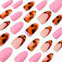 Tortoiseshell Pink French Stiletto Vegan Faux Nail Set - 24 Pack,
