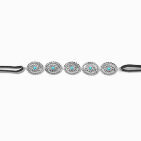 Cowgirl Burnished Silver-tone Filigree Turquoise Medallion Choker Necklace,