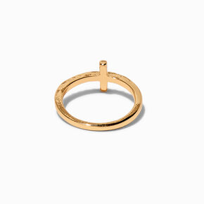 Gold-tone Crystal Cross Ring,