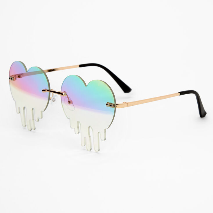 Iridescent Melted Heart Rim Sunglasses,