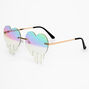 Iridescent Melted Heart Rim Sunglasses,