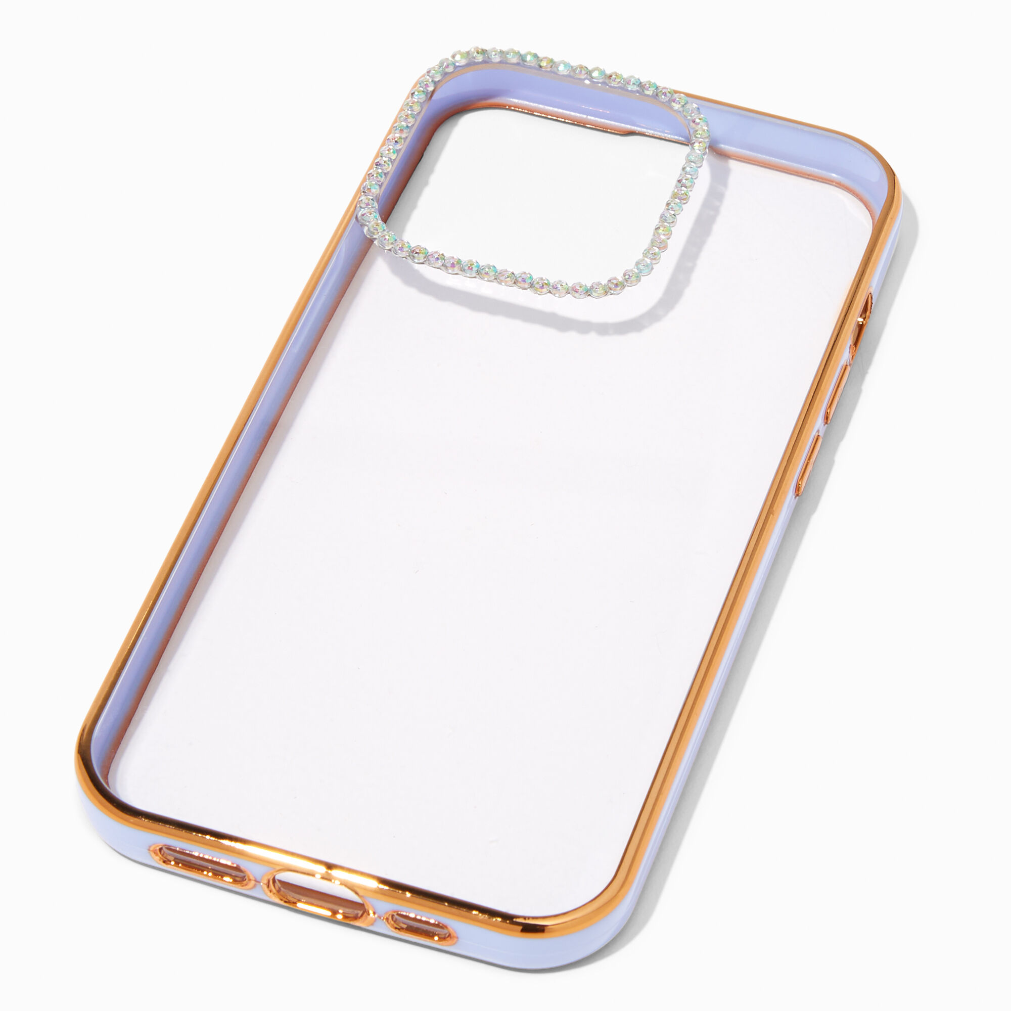 View Claires Embellished Clearlavender Phone Case Fits Iphone 13 Pro Gold information