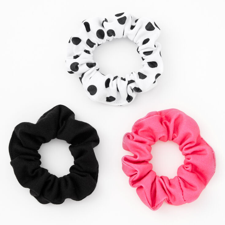 Claire's Club Polka Dot and Solid Hair Scrunchies - 3 Pack | Claire's