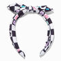 Floral Checkerboard Knotted Bow Headband,