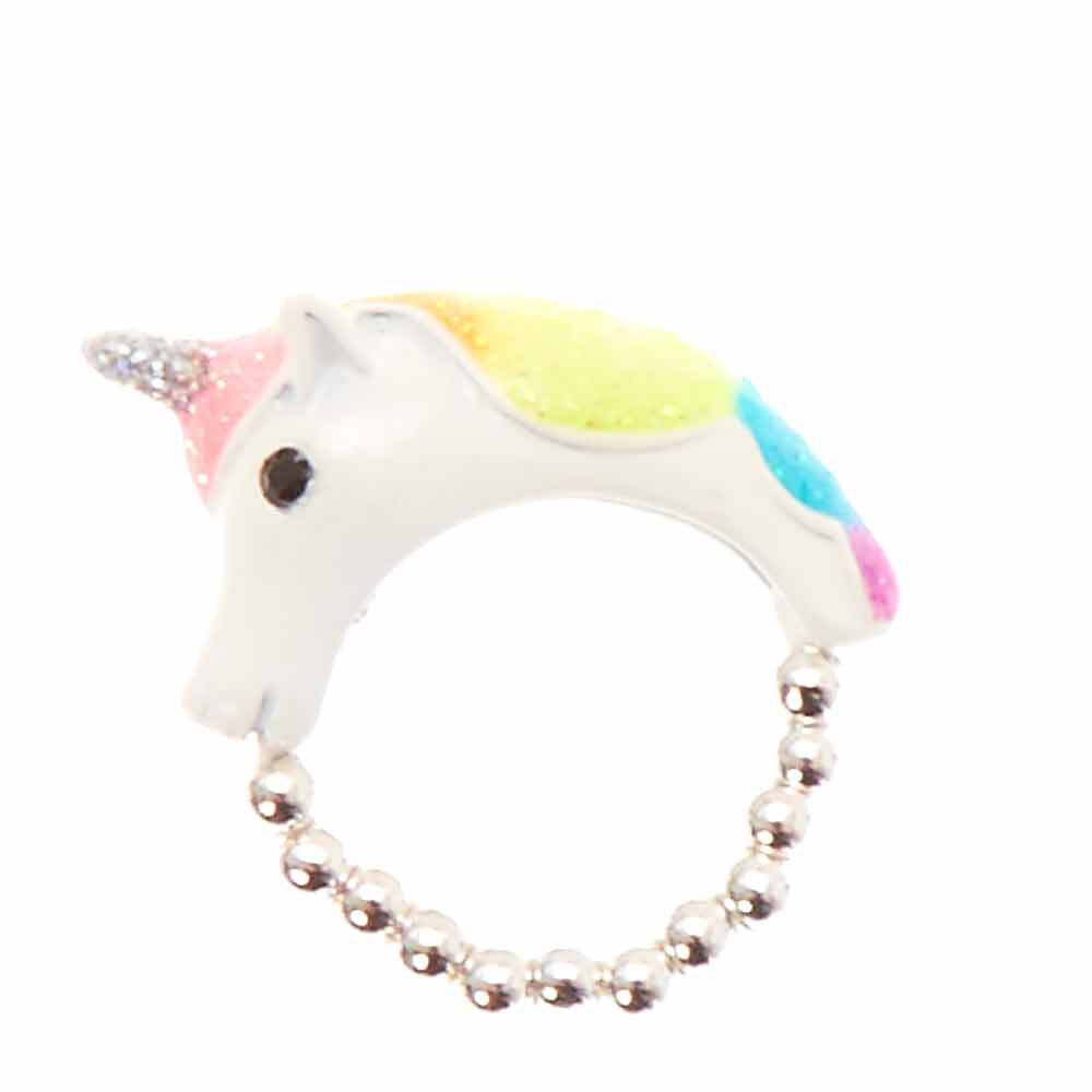 Bague licorne motif arc-en-ciel fluo,