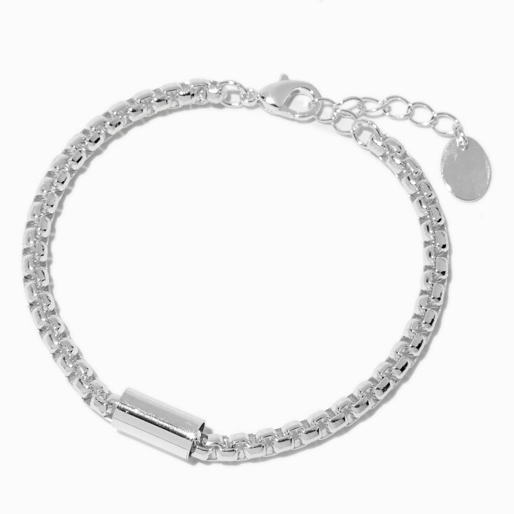 Silver-tone Round Box Chain Bracelet,