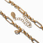 Gold-tone Figaro Chain Blue Lapis Pendant Y-Neck Necklace ,