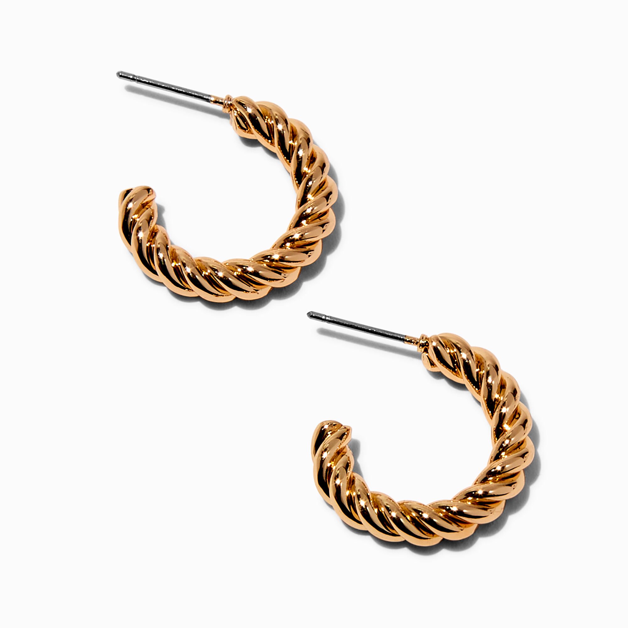 View Claires Tone Twisted Rope 20MM Hoop Earrings Gold information