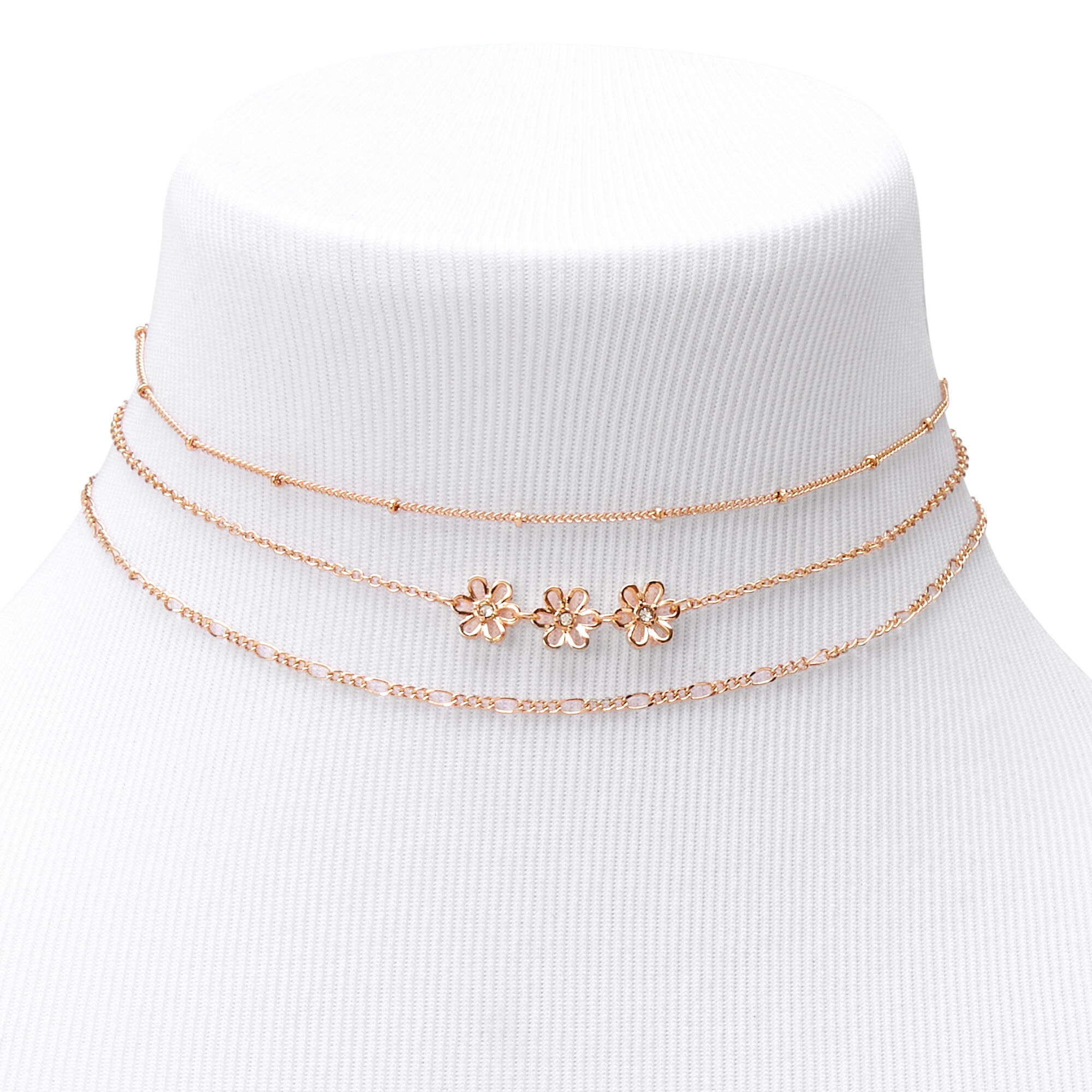 Claire's Ras-de-cou chaîne marguerites couleur dorée - Lot de 3