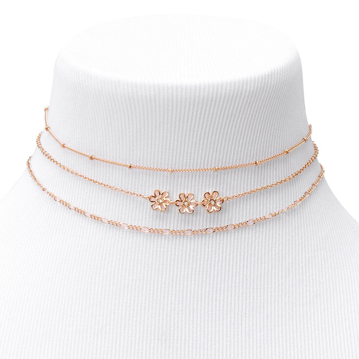 Gold Daisy Chain Choker Necklaces - 3 Pack,