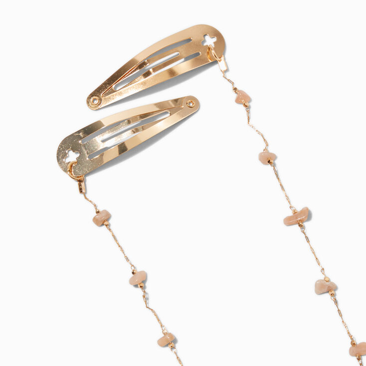 Boho Pink Stone Charm Snap Hair Clips - 2 Pack,