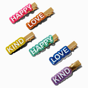 Claire&#39;s Club Glitter Rainbow Affirmation Hair Clips - 6 Pack,