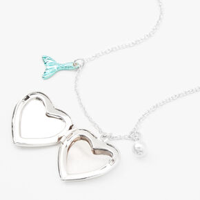 Silver Mermaid Heart Locket Pendant Necklace,