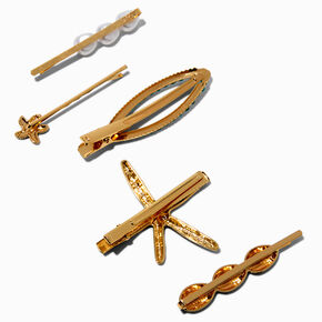 Gold-tone Mixed Starfish Hair Clips &amp; Pins - 5 Pack,
