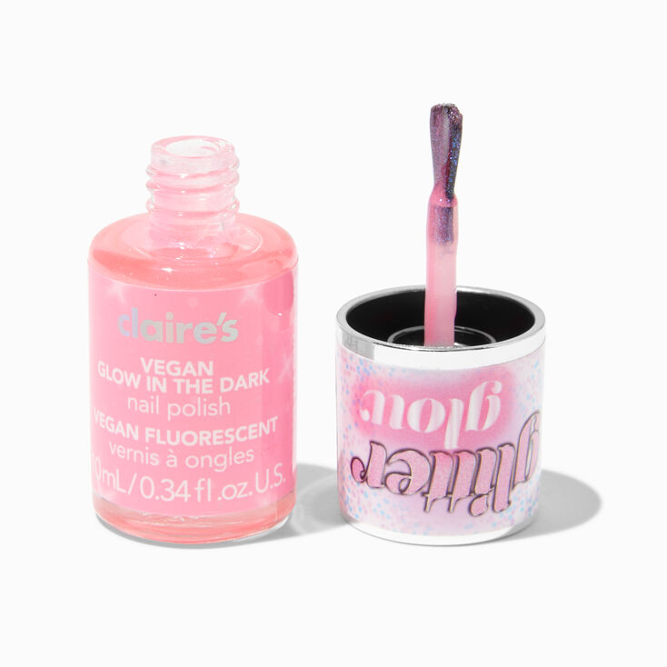 Glitter Glow Vegan Glow in The Dark Nail Polish - Pink,