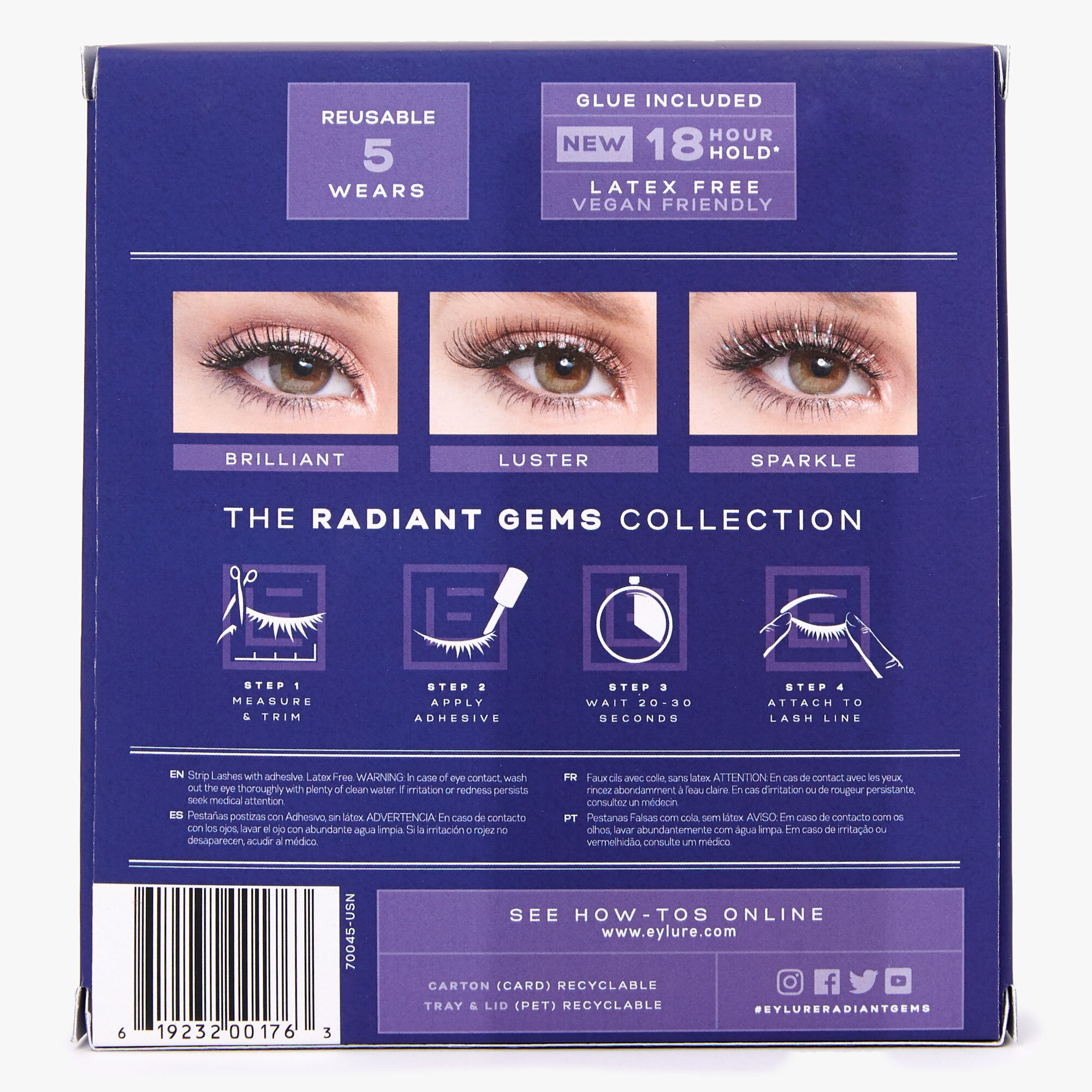 Eylure Radiant Gems False Eyelashes - 3 Pair Pack,