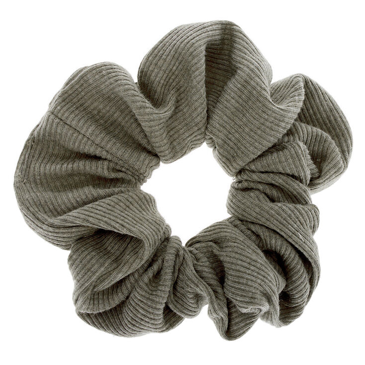 Medium Ribbed Hair Scrunchie - Olive Green,