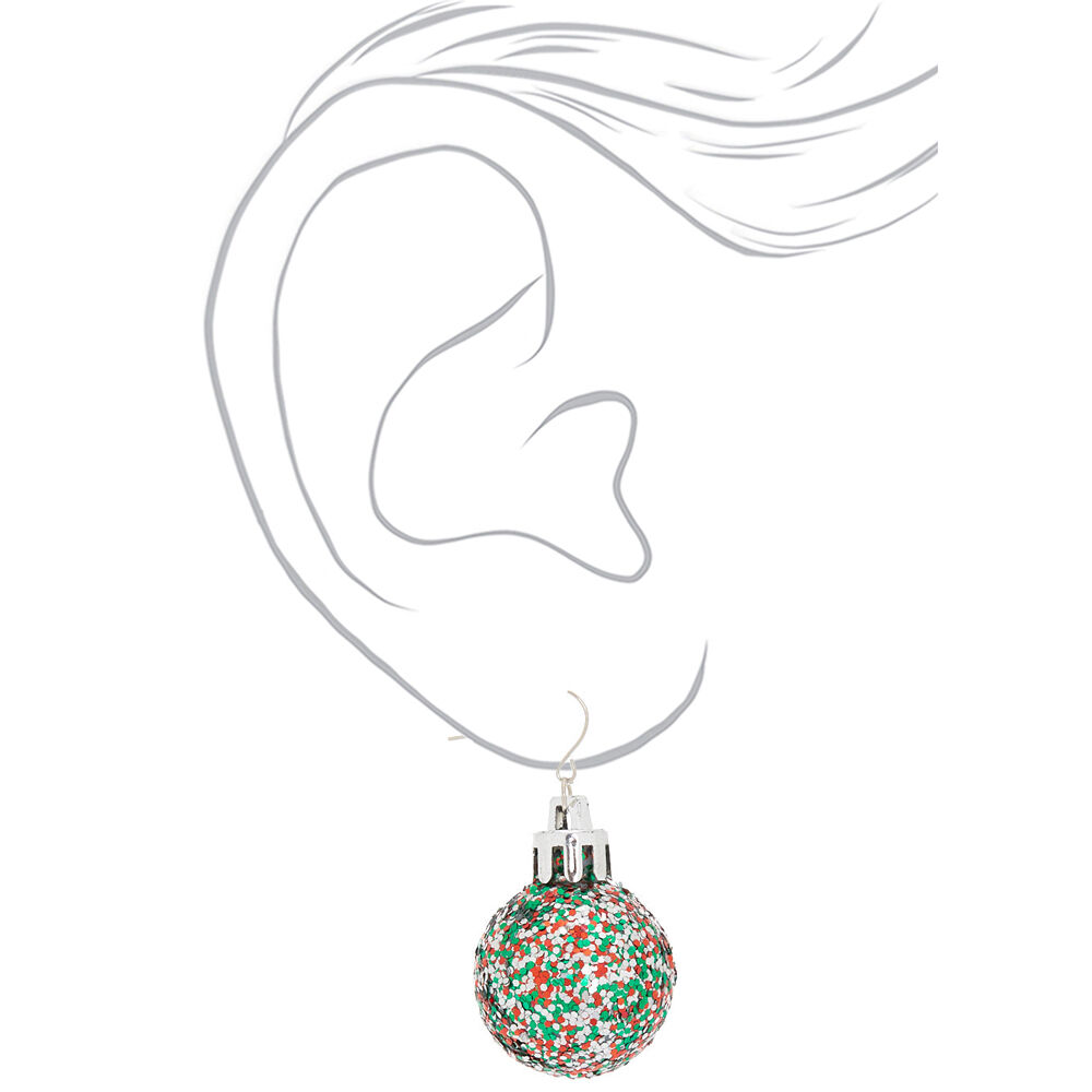 2" Glitter Ornament Drop Earrings,