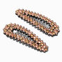 Tan Rhinestone Hair Snap Clips - 2 Pack,