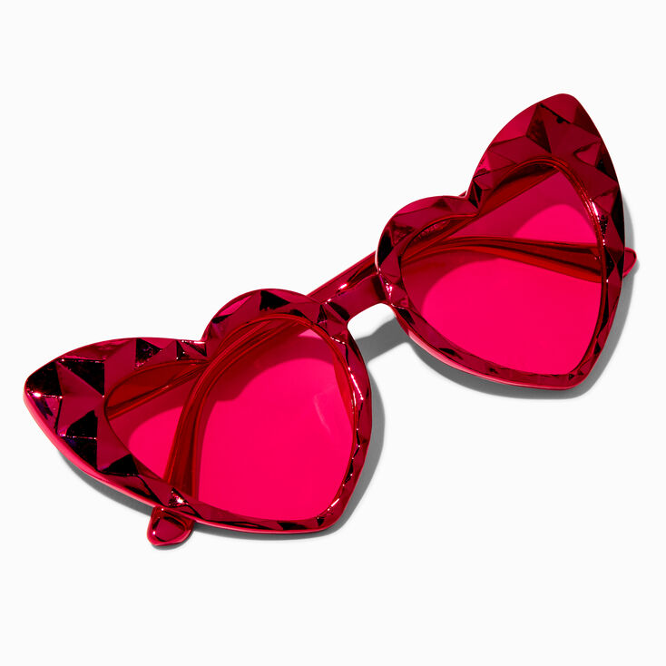 Valentine&#39;s Day Red Heart Studded Sunglasses,