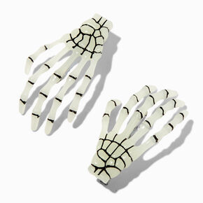 Skeleton Hands Glow in the Dark Hair Clips - 2 Pack,