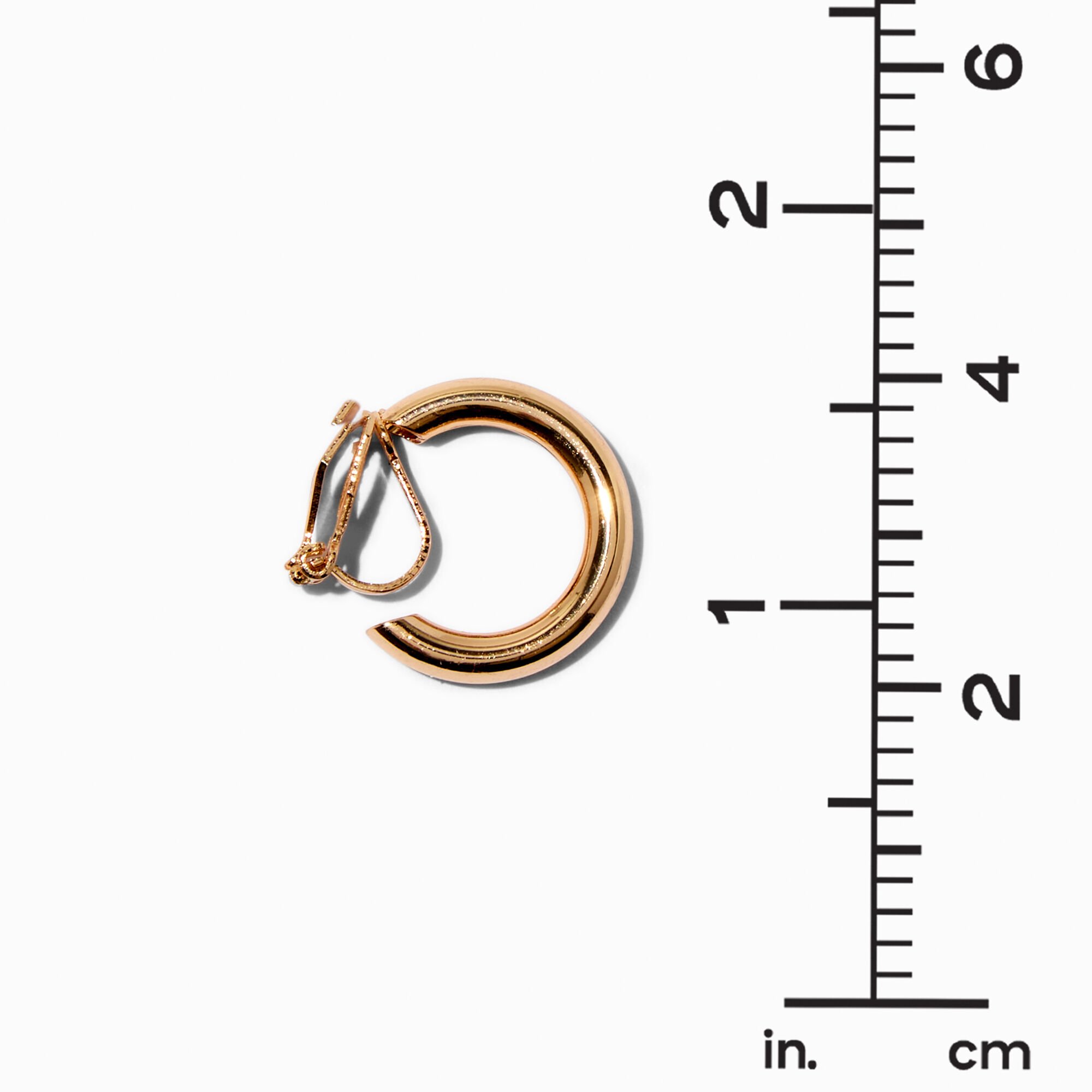 Gold-tone Tube 20mm Clip-On Hoop Earrings,