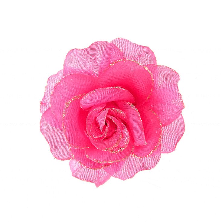 Petite barrette avec fleur rose,