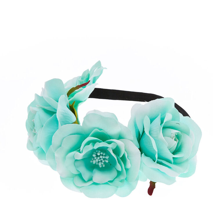 Couronne de fleurs vert menthe surdimensionn&eacute;es,