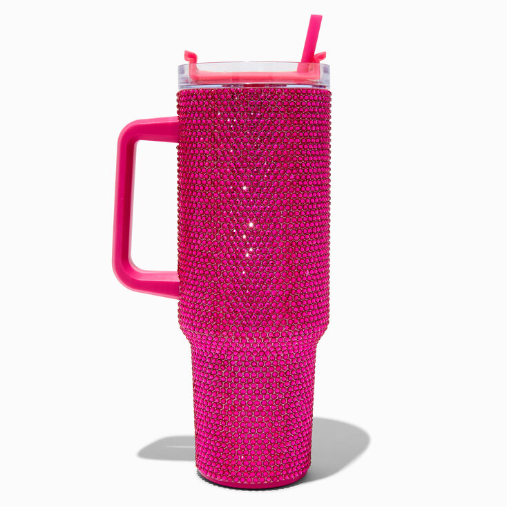 Pink Bling Stainless Steel Handled Tumbler,