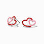 Gemstone Double Heart Stud Earrings,