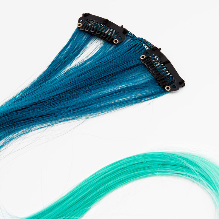 Ombr&eacute; Faux Hair Clip In Extensions - Blue, 2 Pack,