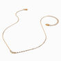 Gold-tone Cubic Zirconia Inline Crescent Pendant Necklace,