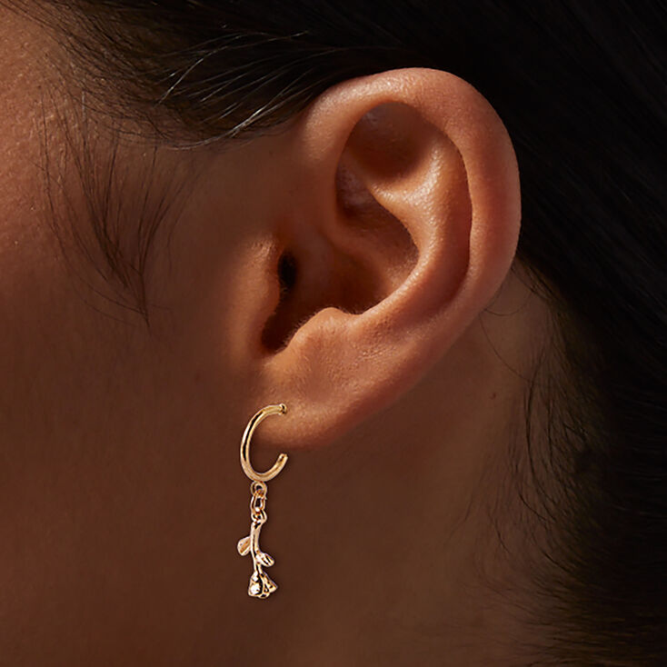 Gold-tone Pretty Rose Drops &amp; Studs Earrings Set - 9 Pack,