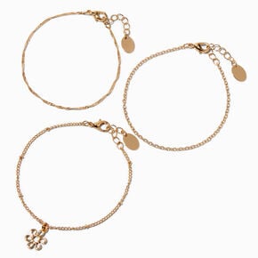 Bracelets de cha&icirc;ne marguerite couleur dor&eacute;e bijoux recycl&eacute;s Claire&rsquo;s - Lot de 3,