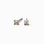 Gold-tone Cubic Zirconia 3mm Round Stud Earrings,