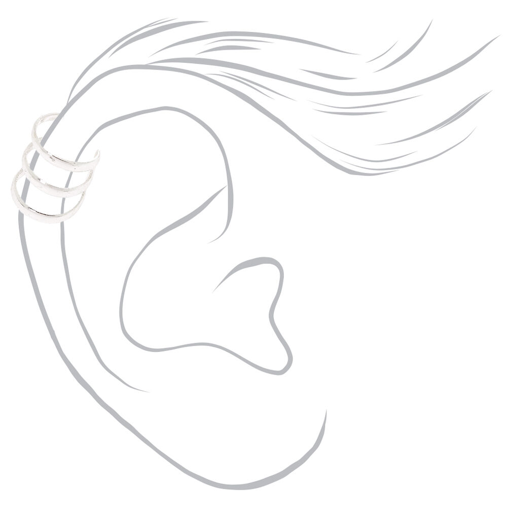 Silver Stud Earrings - 3 Pack + Free Ear Cuff,