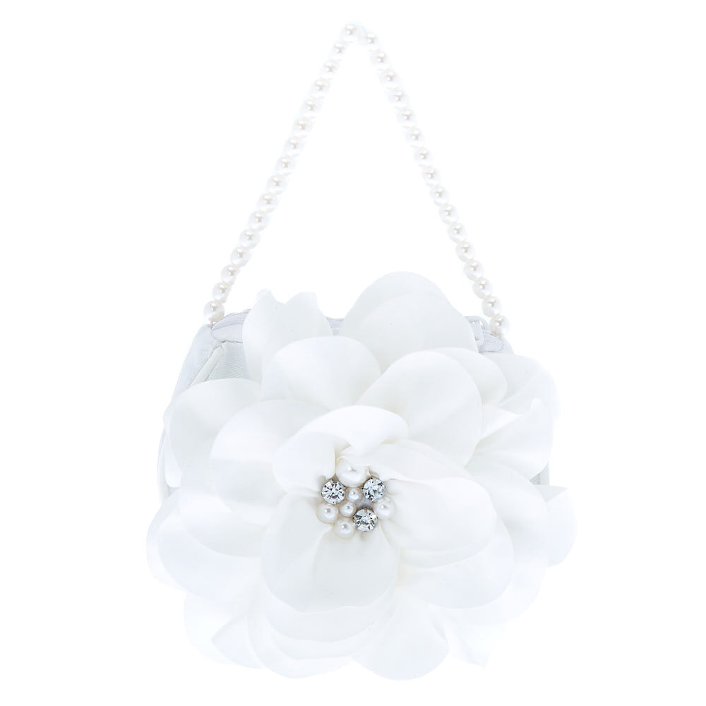 Claire s Club Pearl Floral Clutch Purse White