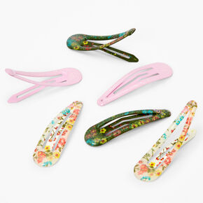 Claire&#39;s Club Glitter Floral Printed Snap Hair Clips - 6 Pack,