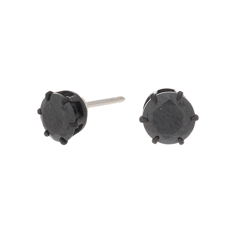 C LUXE by Claire&#39;s Black Titanium Cubic Zirconia 5mm Round Stud Earrings,